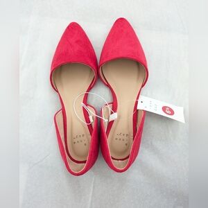 A New‎ Day Shoes Womens Size 6.5 Red ACQ55 Rebe Flats Pointed Toe D'Orsay Boxed
